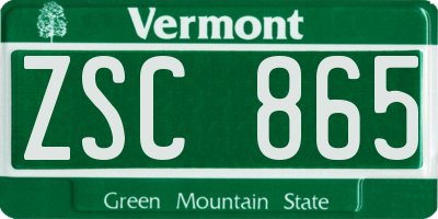 VT license plate ZSC865