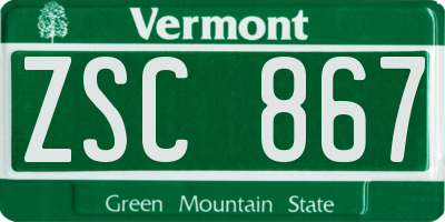 VT license plate ZSC867