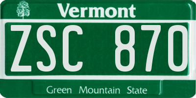 VT license plate ZSC870