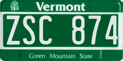 VT license plate ZSC874