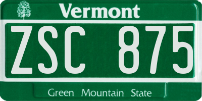 VT license plate ZSC875
