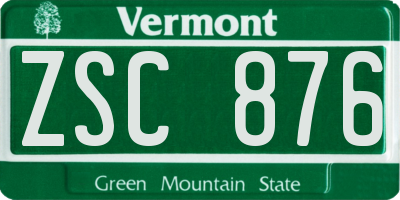 VT license plate ZSC876
