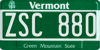 VT license plate ZSC880