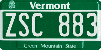 VT license plate ZSC883