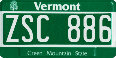 VT license plate ZSC886
