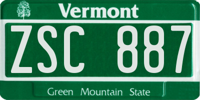 VT license plate ZSC887