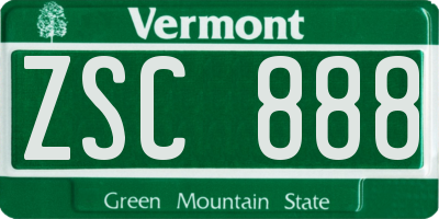 VT license plate ZSC888