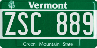 VT license plate ZSC889