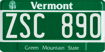 VT license plate ZSC890