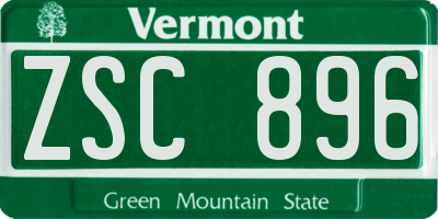 VT license plate ZSC896