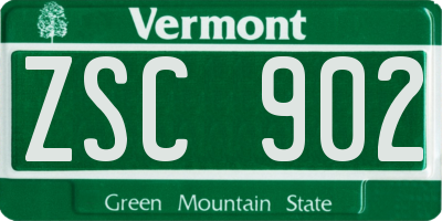 VT license plate ZSC902