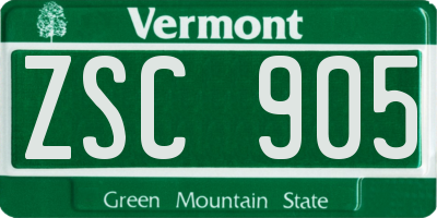 VT license plate ZSC905
