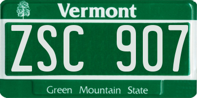 VT license plate ZSC907