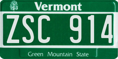 VT license plate ZSC914
