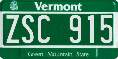 VT license plate ZSC915