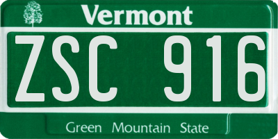 VT license plate ZSC916