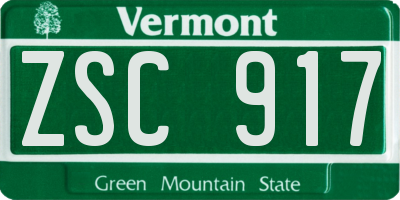 VT license plate ZSC917