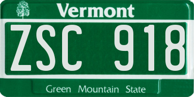 VT license plate ZSC918