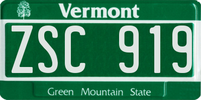 VT license plate ZSC919