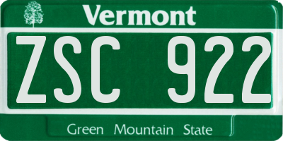 VT license plate ZSC922