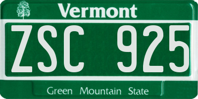 VT license plate ZSC925