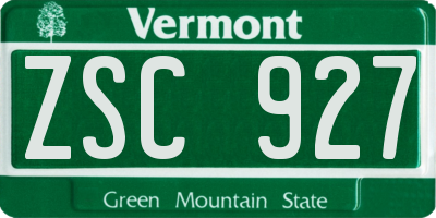VT license plate ZSC927