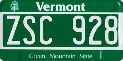 VT license plate ZSC928