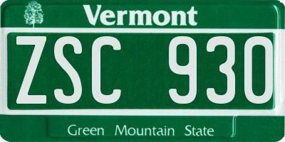 VT license plate ZSC930