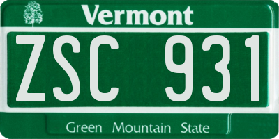 VT license plate ZSC931