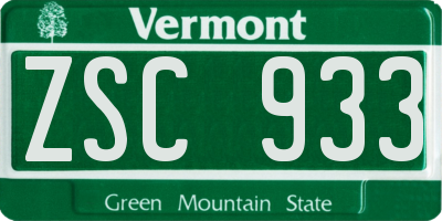 VT license plate ZSC933