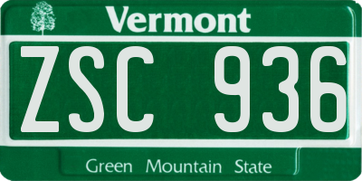 VT license plate ZSC936