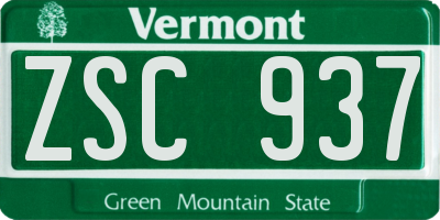 VT license plate ZSC937