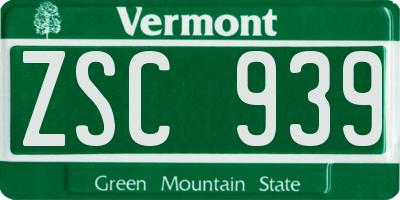 VT license plate ZSC939