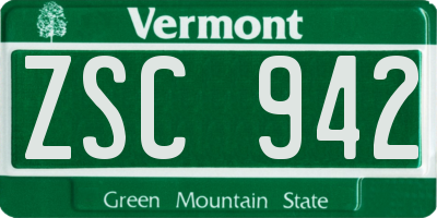 VT license plate ZSC942