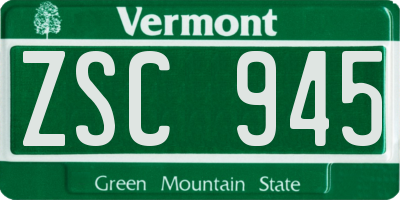 VT license plate ZSC945
