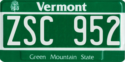 VT license plate ZSC952