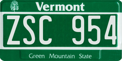 VT license plate ZSC954