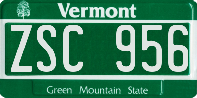 VT license plate ZSC956