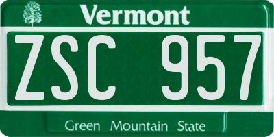 VT license plate ZSC957