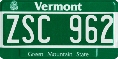 VT license plate ZSC962