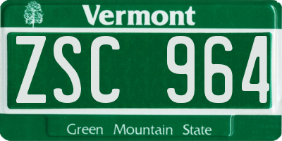 VT license plate ZSC964