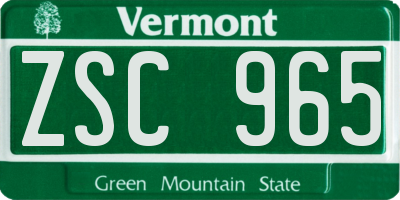 VT license plate ZSC965