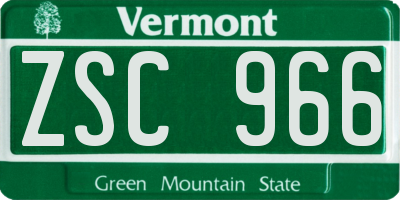 VT license plate ZSC966