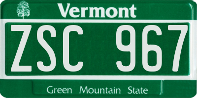 VT license plate ZSC967