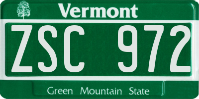 VT license plate ZSC972
