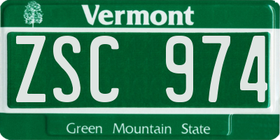 VT license plate ZSC974