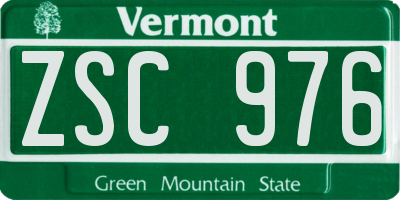 VT license plate ZSC976
