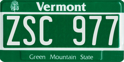 VT license plate ZSC977