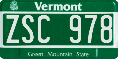 VT license plate ZSC978