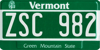 VT license plate ZSC982